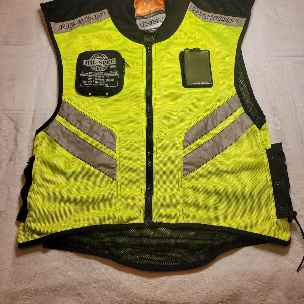 ICON Motorsports Mesh Mil Spec Vest Fluorescent Super Size Reflective Yellow